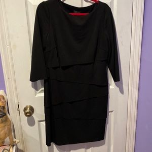 Tiered black long sleeve dress